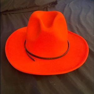 Red Wide brim Fedora hat